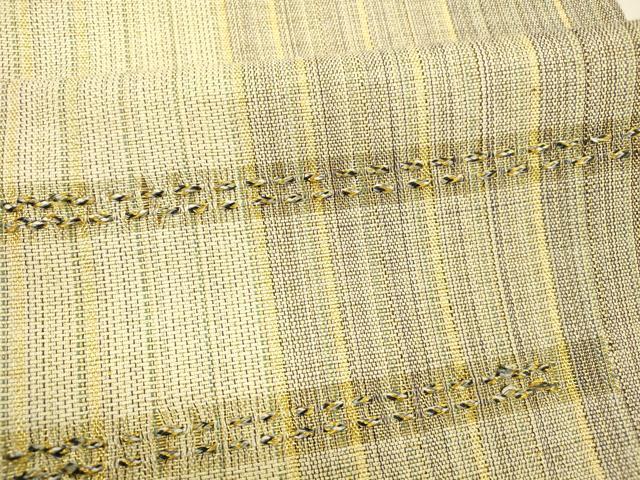 平和屋着物▽スリーシーズン 春夏秋 太鼓柄袋帯 横段文 金糸 正絹 逸品 DABA0763cm