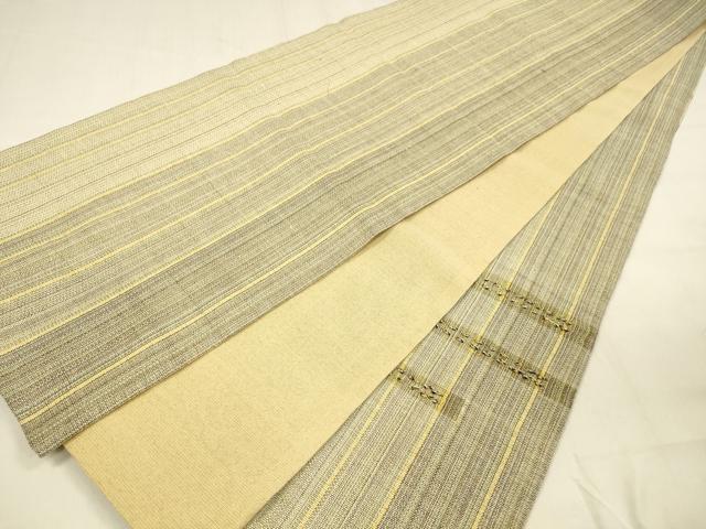 平和屋着物▽スリーシーズン 春夏秋 太鼓柄袋帯 横段文 金糸 正絹 逸品 DABA0763cm