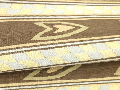 平和屋着物●太鼓柄袋帯　すくい織　横段文　金糸　正絹　逸品　DABA0764cm