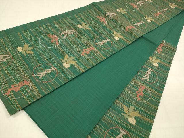 平和屋着物●六通柄袋帯　陶漆　蕪　春夏秋冬　正絹　逸品　DABA0766cm