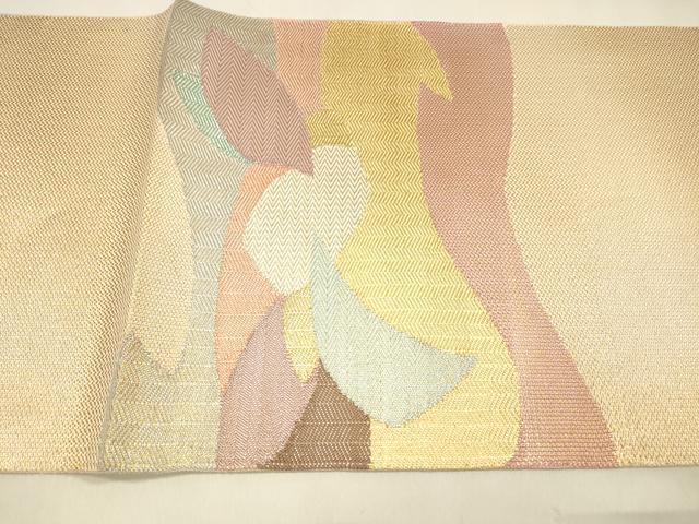 平和屋着物●太鼓柄袋帯　抽象文様　金銀糸　正絹　逸品　DABA0770cm