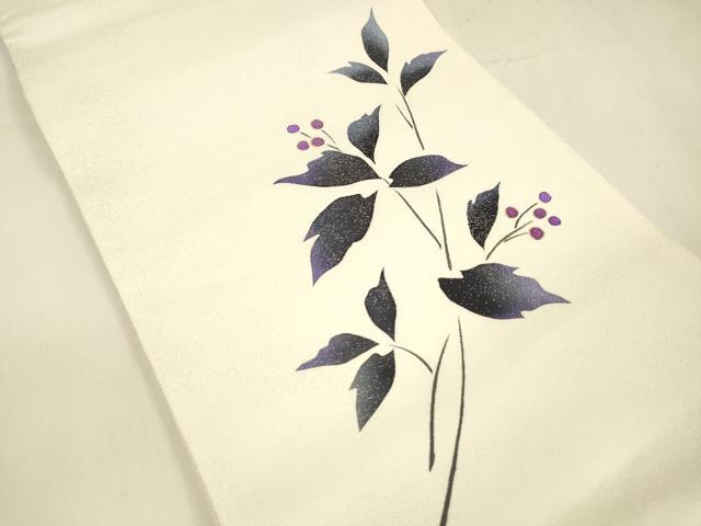 平和屋着物○両面 太鼓柄袋帯 南天文 横段抽象文 金糸 銀