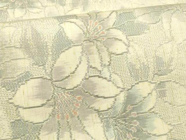 平和屋着物◎六通柄袋帯　紬地　草花文　正絹　逸品　AABI0918yx 平和屋着物○六通柄袋帯 紬地 草花文 正絹 逸品 DABA0776cm