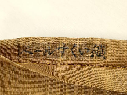 平和屋着物●太鼓柄袋帯 ベールすくい織 草花文 金銀糸 正絹 逸品 DABA0781cm