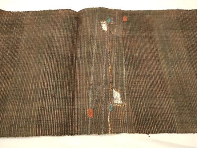 平和屋着物○八寸名古屋帯 紬地 抽象文様 金糸 正絹 逸品 DABA0785cm