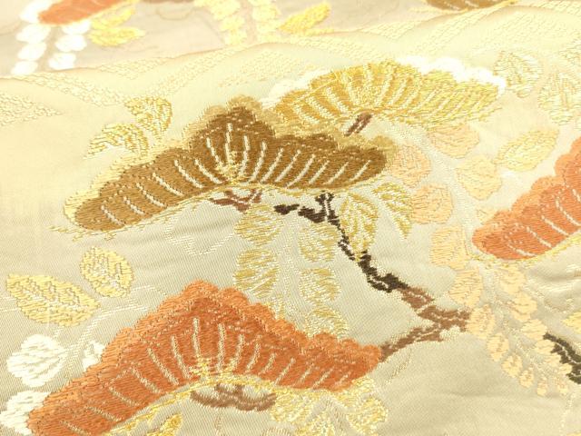 平和屋着物●六通柄袋帯　唐織　枝花松文　金糸　正絹　逸品　DABA0790cm