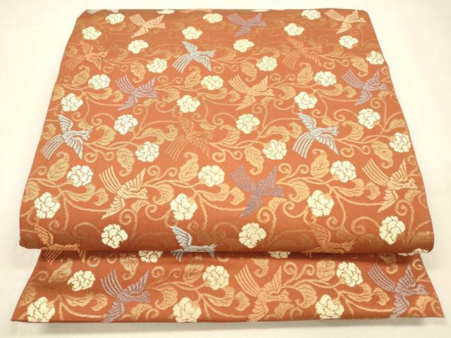 平和屋着物●六通柄　本袋帯　唐織　唐草鳳凰文　金糸　正絹　逸品　DABA0804cm