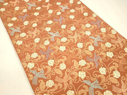 平和屋着物●六通柄　本袋帯　唐織　唐草鳳凰文　金糸　正絹　逸品　DABA0804cm