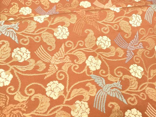 平和屋着物●六通柄　本袋帯　唐織　唐草鳳凰文　金糸　正絹　逸品　DABA0804cm