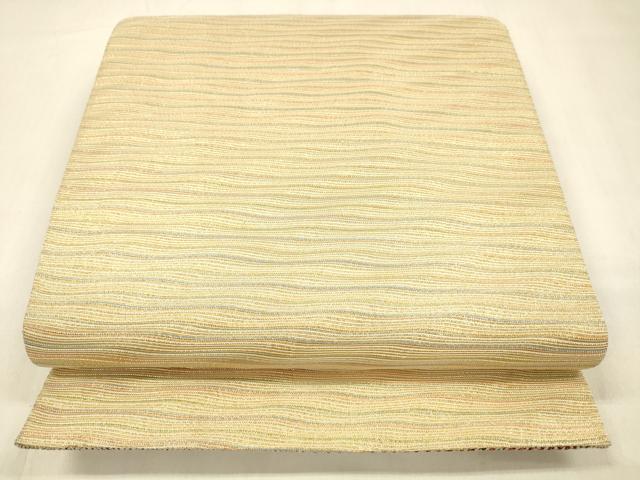 平和屋着物●両面　全通柄袋帯　組織　抽象文様　横段文　金糸　正絹　逸品　DABA0811cm 平和屋着物○両面 全通柄袋帯 組織 抽象文様 横段文 金糸