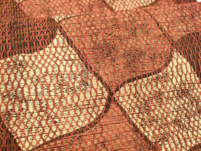 平和屋着物●都喜ヱ門　本場大島紬　全通柄袋帯　瓦文　金糸　藤絹織物謹製　正絹　逸品　DABA0813cm 平和屋着物○都喜ヱ門 本場大島紬 全通柄袋帯 瓦文