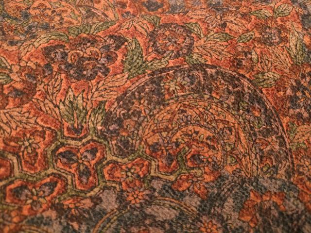 平和屋着物■上質な小紋 正倉院花文 鬼しぼ縮緬 正絹 逸品 DABA0828cm