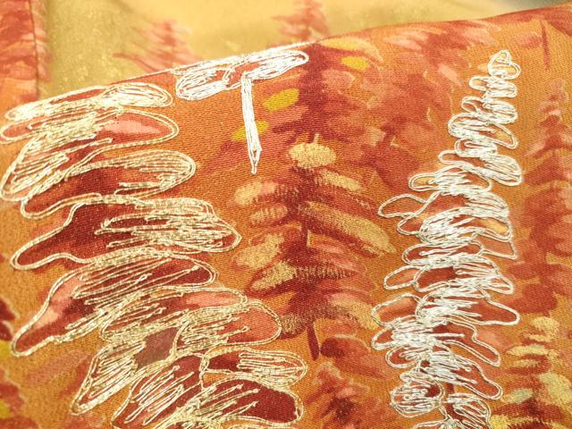平和屋着物■豪華黒留袖　手描き　総刺繍　樹林文　暈し染め　金彩　正絹　逸品　DABA0848cm