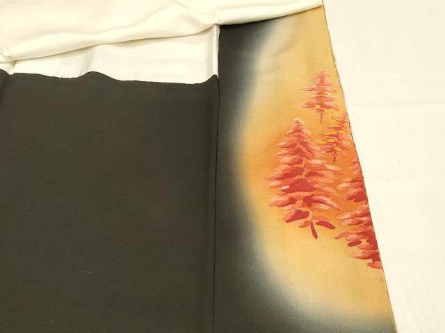 平和屋着物■豪華黒留袖　手描き　総刺繍　樹林文　暈し染め　金彩　正絹　逸品　DABA0848cm