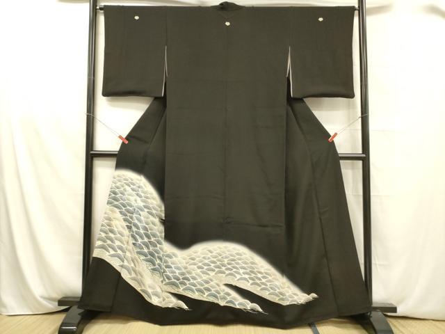 平和屋着物■豪華黒留袖　刺繍　松文　銀彩　正絹　逸品　DABA0850cm