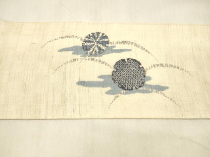平和屋着物＊夏物 九寸名古屋帯 鹿の子雪輪芝文 麻 逸品 DABA0857cm