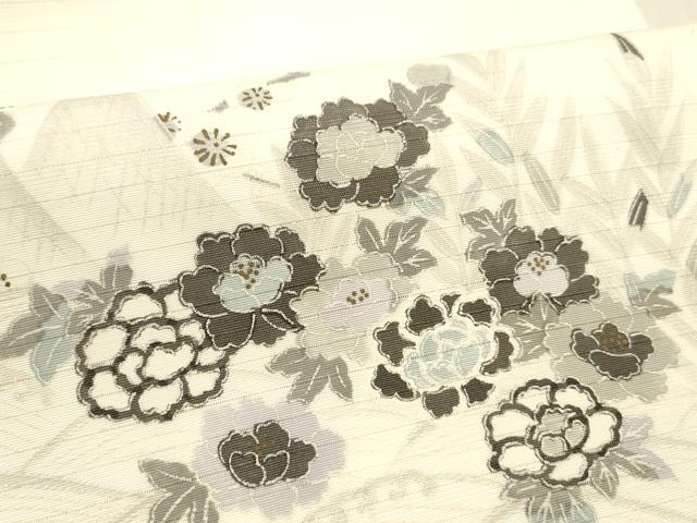 平和屋着物＊夏物　九寸名古屋帯　流水草花文　金彩　DABA0858cm 平和屋着物＊夏物 九寸名古屋帯 流水草花文 金彩 DABA0858cm