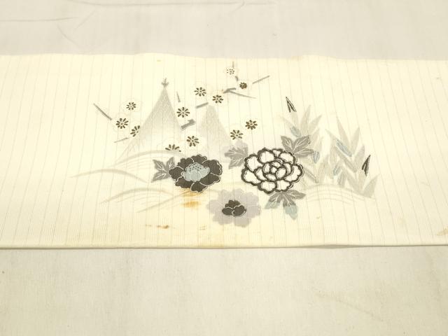 平和屋着物＊夏物 九寸名古屋帯 流水草花文 金彩 DABA0858cm