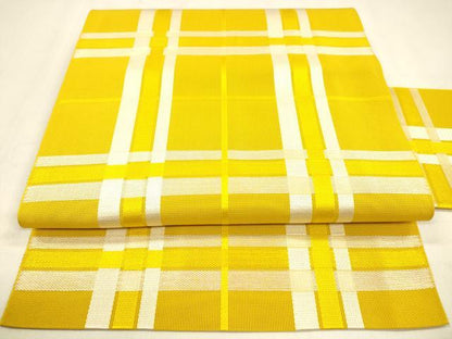 平和屋着物＊夏物　本場筑前博多織　八寸名古屋帯　格子　正絹　逸品　DABA0860cm