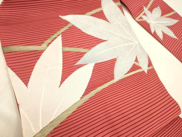 平和屋着物＊夏物 西陣の名門織元 いづくら謹製 八寸名古屋帯 舞葉文 金銀糸 DABA0861cm