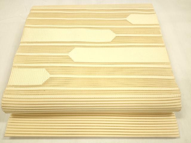 平和屋着物＊夏物 絽綴れ 八寸名古屋帯 横段文 蜂蜜色 正絹 逸品 DABA0863cm