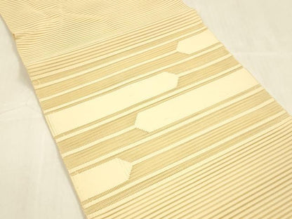 平和屋着物＊夏物 絽綴れ 八寸名古屋帯 横段文 蜂蜜色 正絹 逸品 DABA0863cm