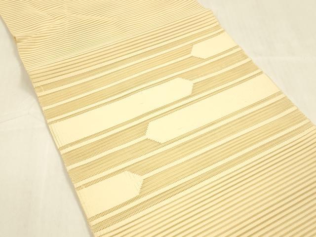 平和屋着物＊夏物 絽綴れ 八寸名古屋帯 横段文 蜂蜜色 正絹 逸品 DABA0863cm
