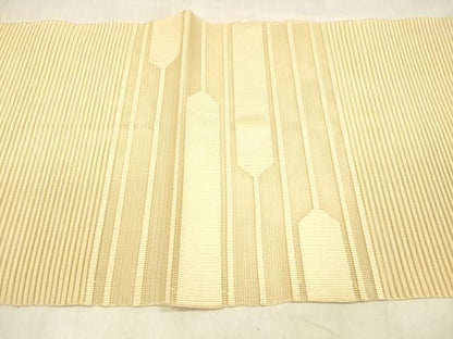 平和屋着物＊夏物 絽綴れ 八寸名古屋帯 横段文 蜂蜜色 正絹 逸品 DABA0863cm