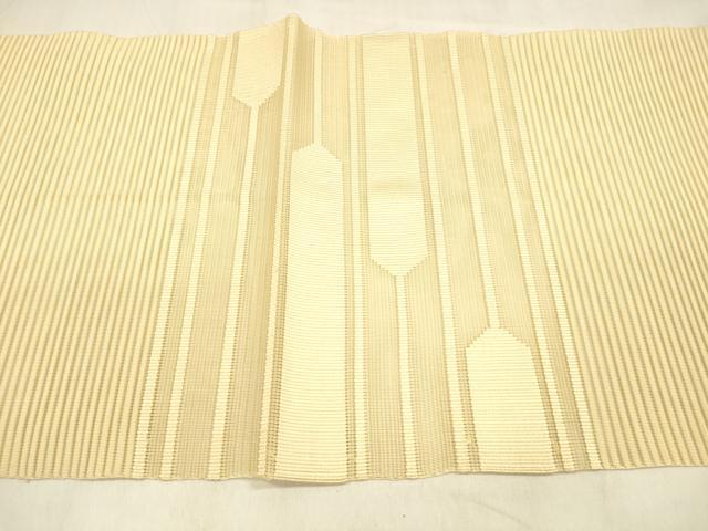 平和屋着物＊夏物 絽綴れ 八寸名古屋帯 横段文 蜂蜜色 正絹 逸品 DABA0863cm