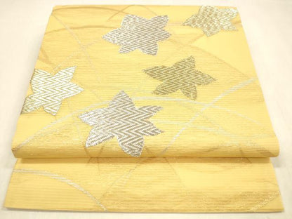 平和屋着物＊夏物 九寸開き名古屋帯 草葉文 金銀糸 正絹 逸品 DABA0864cm