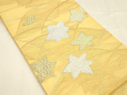 平和屋着物＊夏物 九寸開き名古屋帯 草葉文 金銀糸 正絹 逸品 DABA0864cm