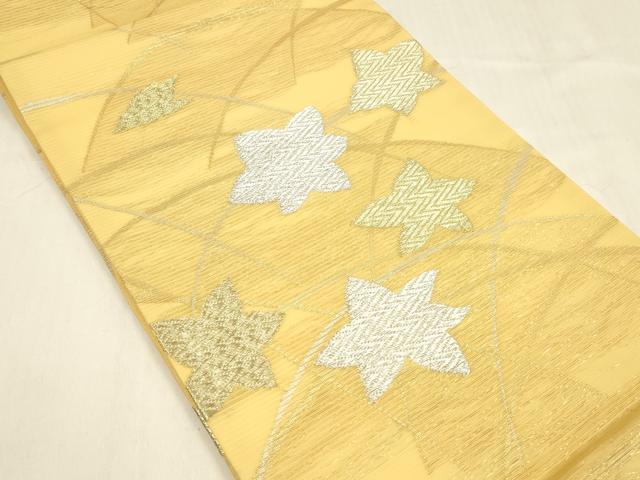 平和屋着物＊夏物 九寸開き名古屋帯 草葉文 金銀糸 正絹 逸品 DABA0864cm
