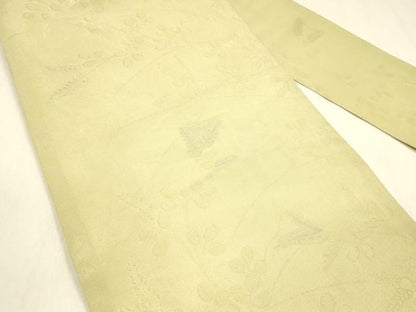 平和屋着物＊夏物　九寸名古屋帯　草葉文　金銀糸　正絹　逸品　DABA0866cm