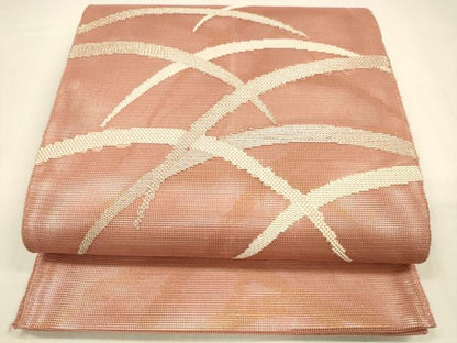 平和屋着物＊夏物 六通柄 本袋帯 草葉文 金銀糸 正絹 逸品 DABA0867cm