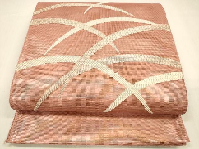 平和屋着物＊夏物 六通柄 本袋帯 草葉文 金銀糸 正絹 逸品 DABA0867cm