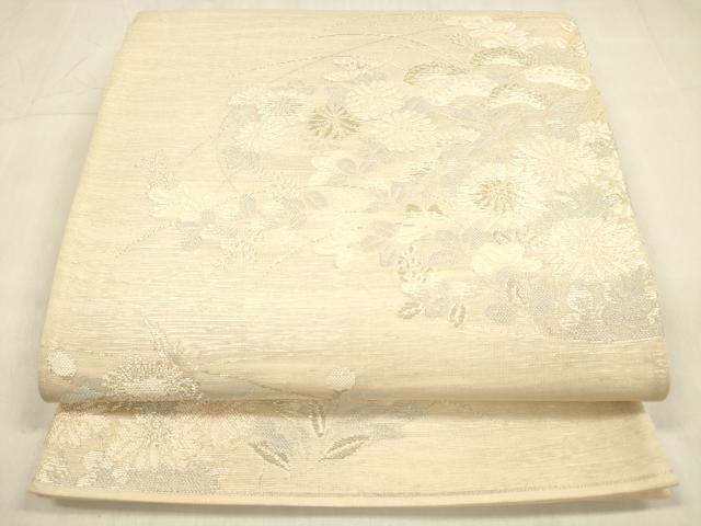平和屋着物＊夏物 六通柄袋帯 草花文 銀糸 DABA0868cm