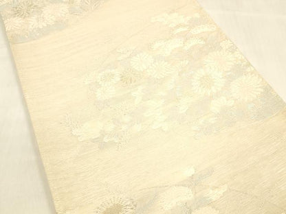 平和屋着物＊夏物 六通柄袋帯 草花文 銀糸 DABA0868cm
