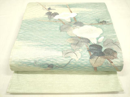 平和屋着物＊夏物 六通柄袋帯 朝顔 夏虫 銀糸 正絹 逸品 DABA0869cm