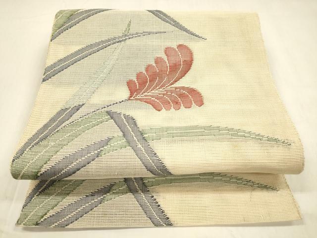 平和屋着物＊夏物　八寸名古屋帯　手描き　草花文　正絹　逸品　DABD6657cm 平和屋着物＊夏物 八寸名古屋帯 手描き 草花文 正絹 逸品 DABD6657cm