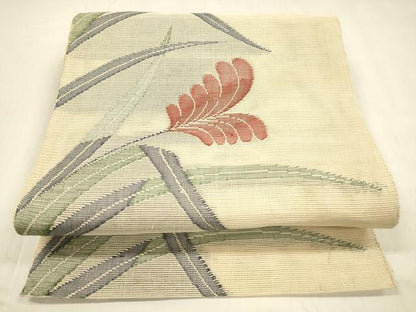 平和屋着物＊夏物 八寸名古屋帯 草花文 正絹 逸品 DABA0872cm