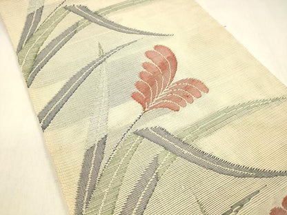 平和屋着物＊夏物 八寸名古屋帯 草花文 正絹 逸品 DABA0872cm
