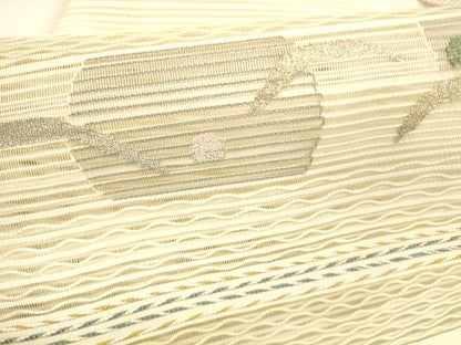 平和屋着物＊夏物 絽綴れ 八寸名古屋帯 露芝文 金銀糸 正絹 逸品 DABA0873cm