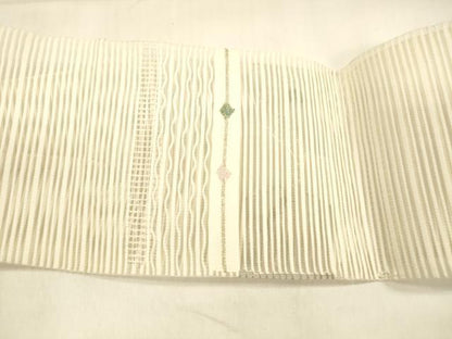 平和屋着物＊夏物 絽綴れ 八寸名古屋帯 露芝文 金銀糸 正絹 逸品 DABA0873cm