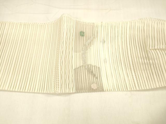 平和屋着物＊夏物 絽綴れ 八寸名古屋帯 露芝文 金銀糸 正絹 逸品 DABA0873cm