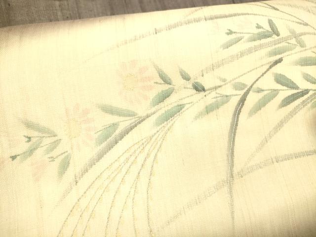 平和屋着物＊夏物 絹芭蕉 九寸名古屋帯 手描き 草花文 金彩 正絹 逸品 DABA0875cm