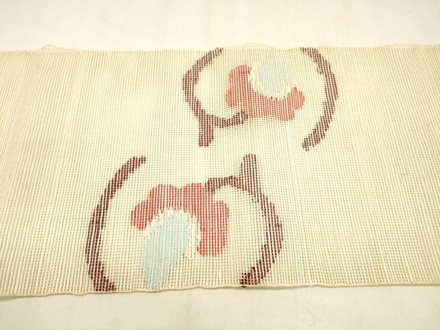 平和屋着物＊夏物 八寸名古屋帯 草花文 DABA0877cm