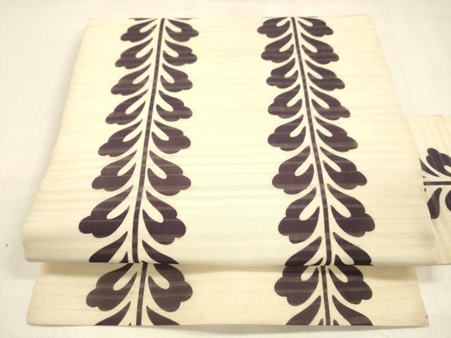 平和屋着物＊夏物 九寸名古屋帯 変わり絽縮緬 草葉間道 正絹 逸品 DABA0878cm