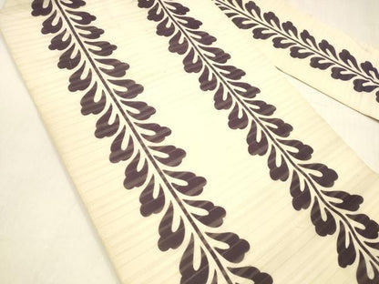 平和屋着物＊夏物 九寸名古屋帯 変わり絽縮緬 草葉間道 正絹 逸品 DABA0878cm