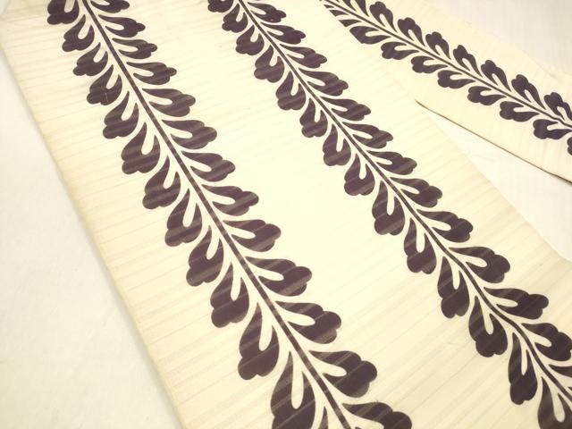平和屋着物＊夏物 九寸名古屋帯 変わり絽縮緬 草葉間道 正絹 逸品 DABA0878cm