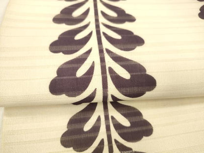 平和屋着物＊夏物 九寸名古屋帯 変わり絽縮緬 草葉間道 正絹 逸品 DABA0878cm